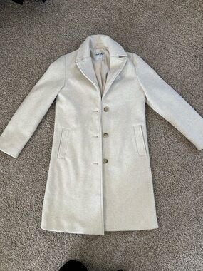 Old Navy Women's Cream Single-Breasted Wool-Blend Coat xsmall